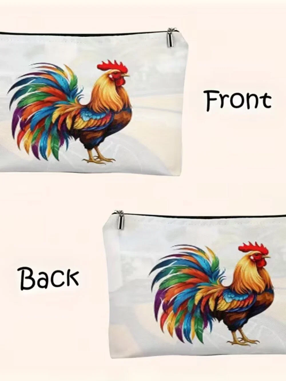 Rooster Print Makeup Bag